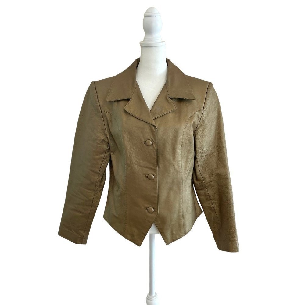 Santa Fe Vintage Brownish Gold Leather Jacket Sz 10
